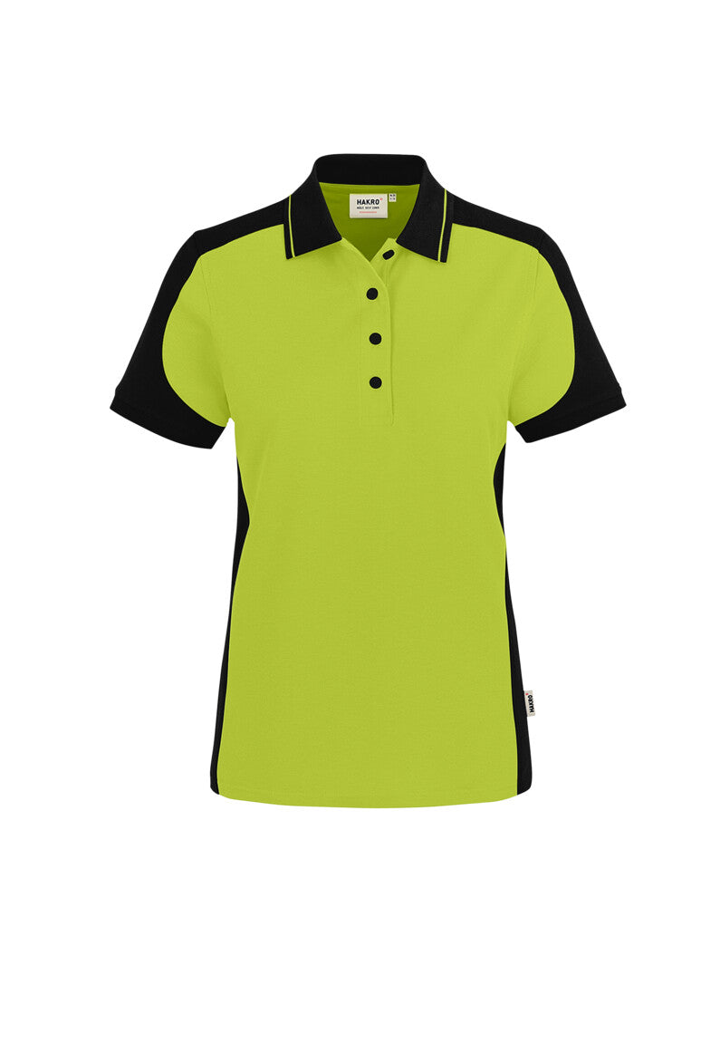 HAKRO Damen Poloshirt Contrast MIKRALINAR® ECO - kiwi/schwarz