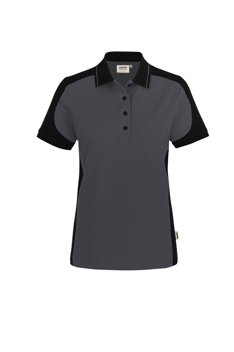 HAKRO Damen Poloshirt Contrast MIKRALINAR® ECO - karbongrau/schwarz