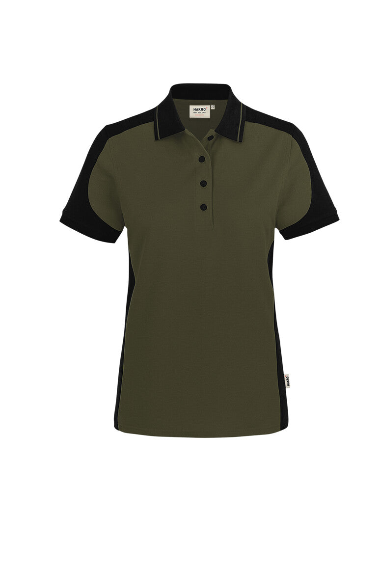 HAKRO Damen Poloshirt Contrast MIKRALINAR® ECO - olive/schwarz