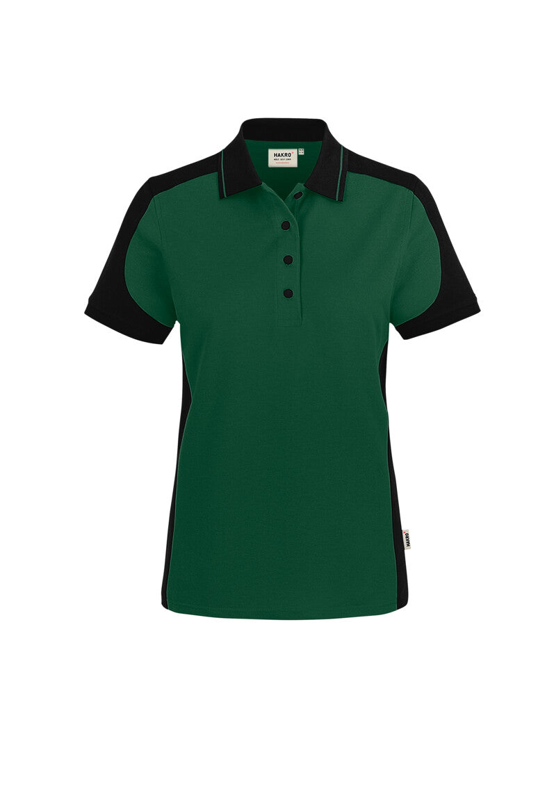HAKRO Damen Poloshirt Contrast MIKRALINAR® ECO - tanne/schwarz