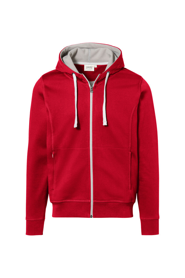 HAKRO Kapuzenjacke Bonded ECO - rot/silber