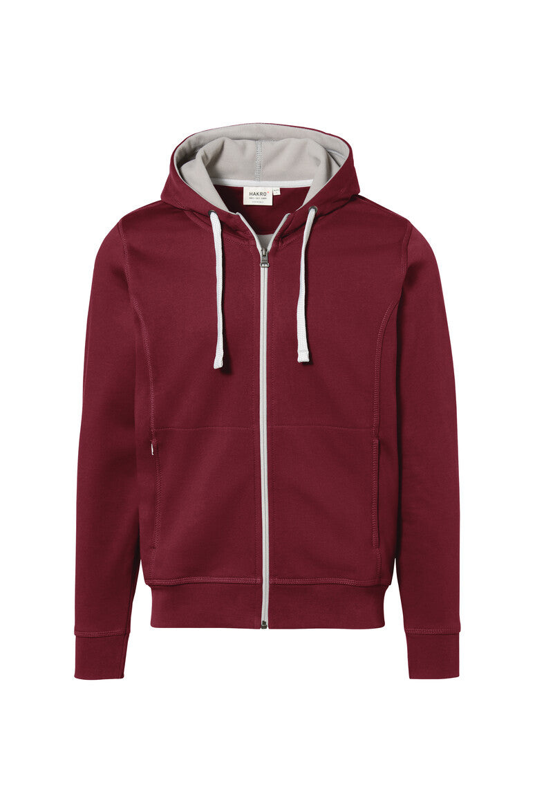 HAKRO Kapuzenjacke Bonded ECO - weinrot/silber