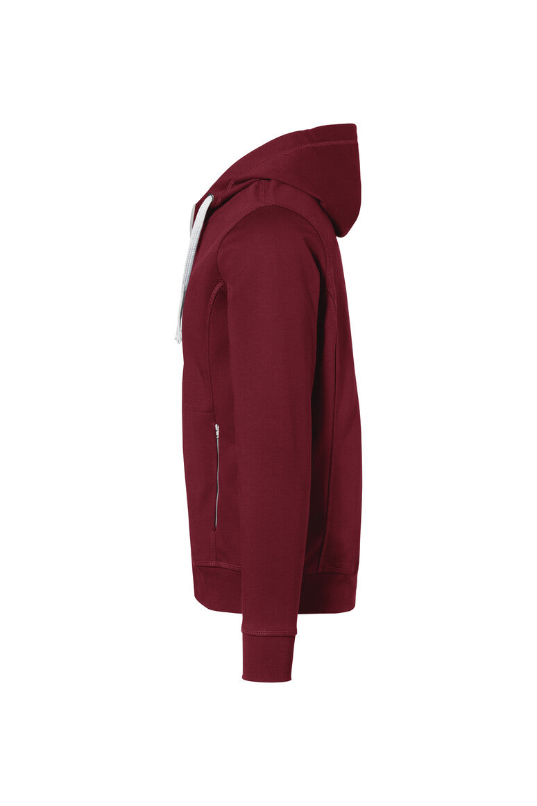 HAKRO Kapuzenjacke Bonded ECO - weinrot/silber