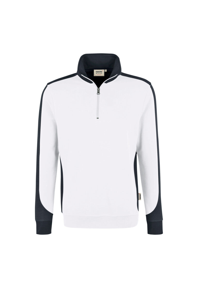 HAKRO Zip-Sweatshirt Contrast MIKRALINAR® - weiß/anthrazit