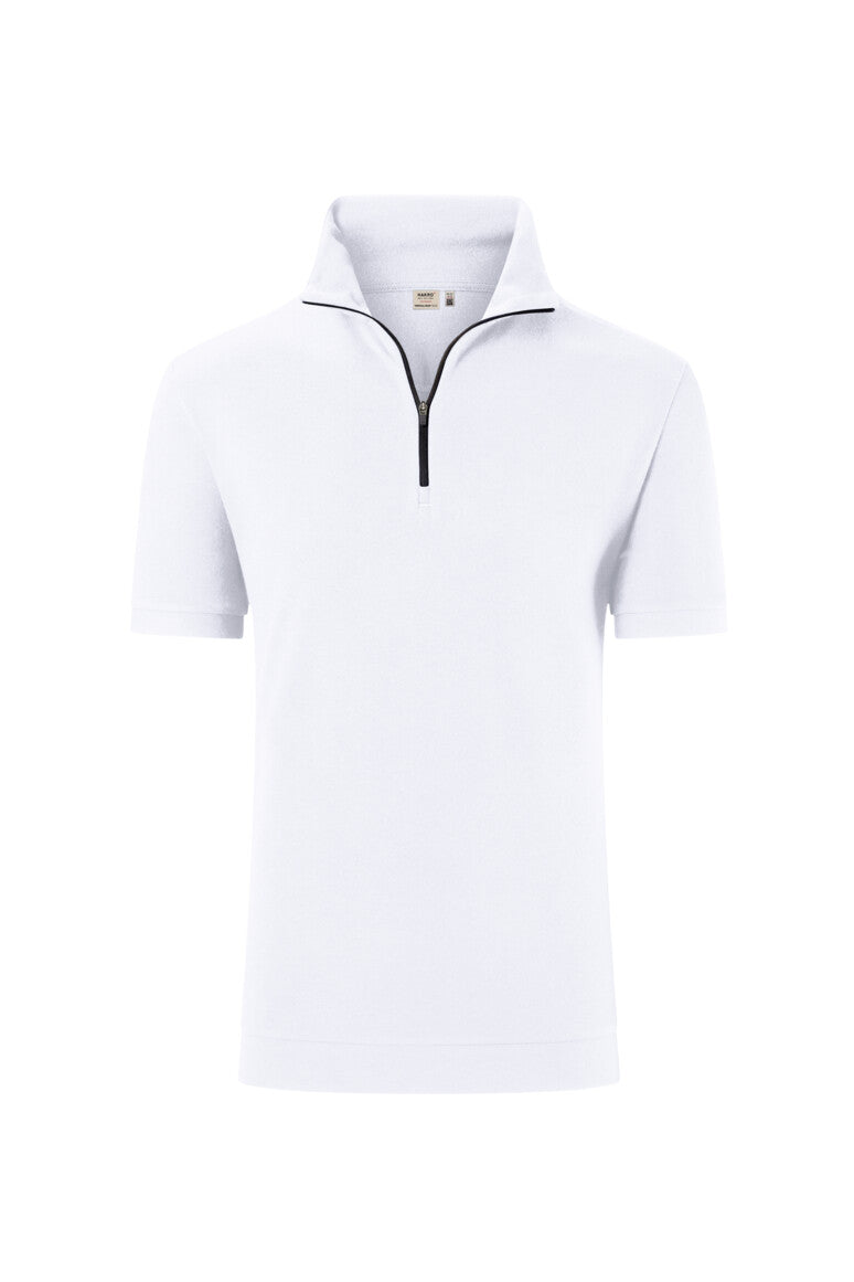 HAKRO Zip-Shirt Piqué MIKRALINAR® ECO - weiß
