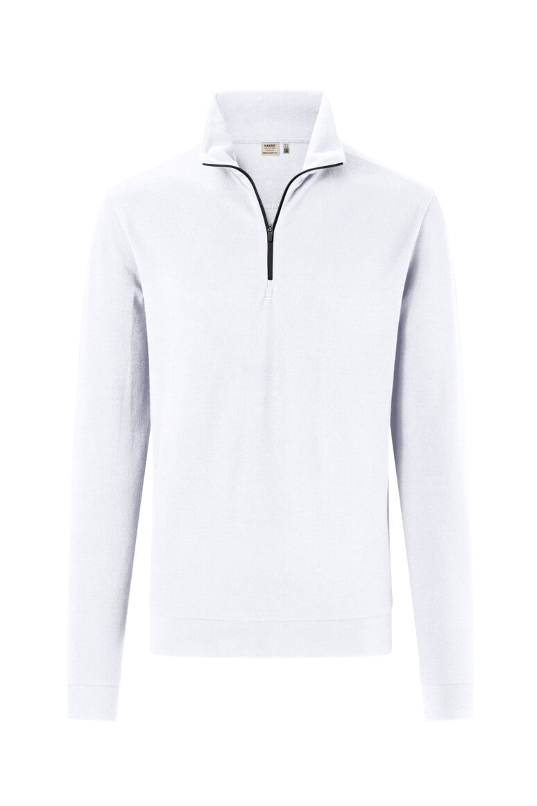 HAKRO Zip-Longsleeve Piqué MIKRALINAR® ECO - weiß