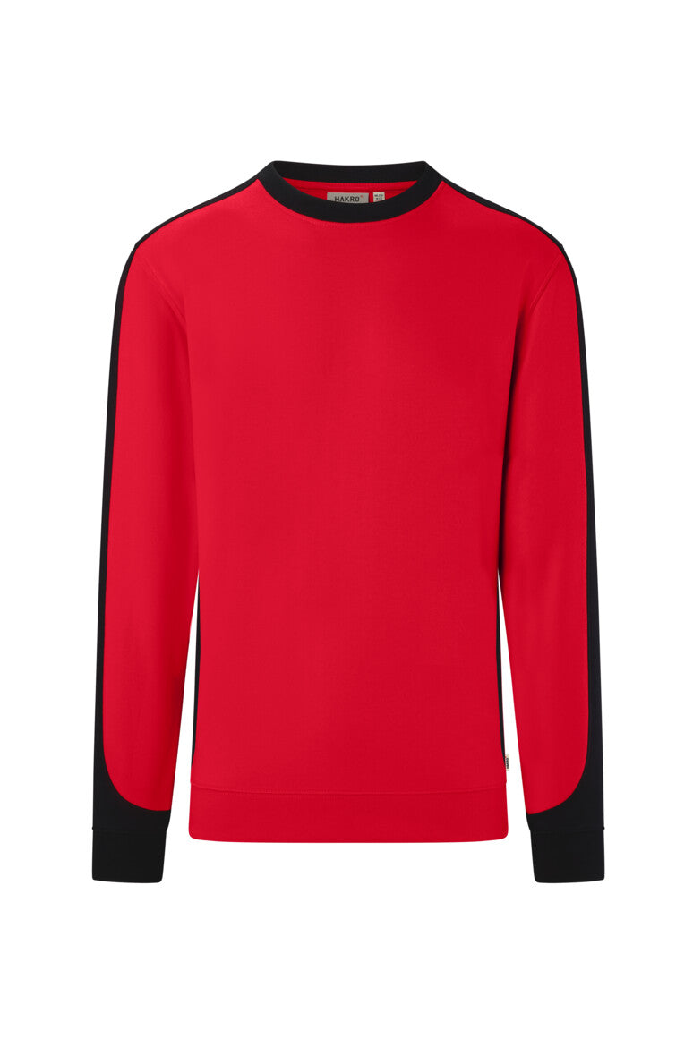 HAKRO Sweatshirt Contrast MIKRALINAR® ECO - rot/schwarz