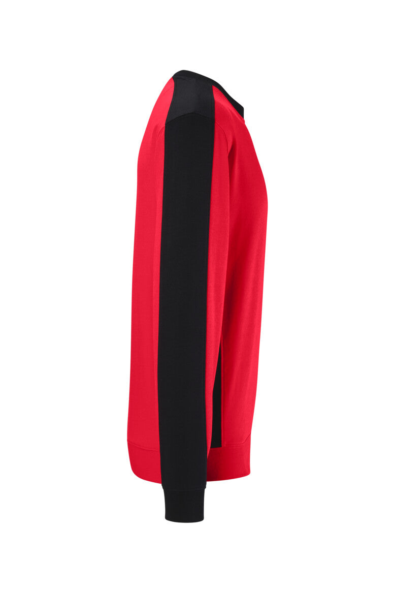 HAKRO Sweatshirt Contrast MIKRALINAR® ECO - rot/schwarz