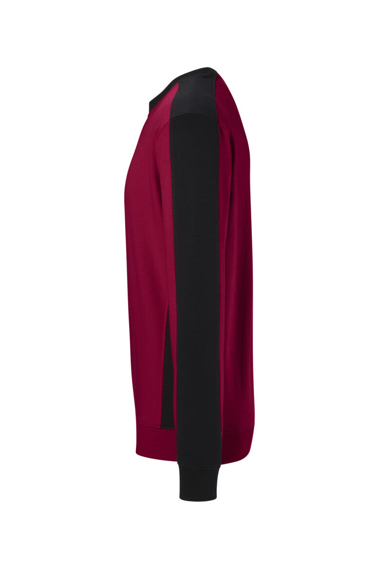 HAKRO Sweatshirt Contrast MIKRALINAR® ECO - weinrot/schwarz