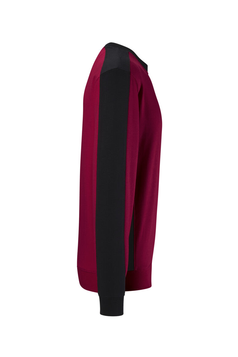 HAKRO Sweatshirt Contrast MIKRALINAR® ECO - weinrot/schwarz