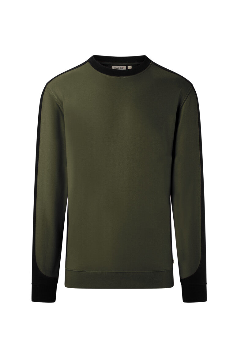 HAKRO Sweatshirt Contrast MIKRALINAR® ECO - olive/schwarz