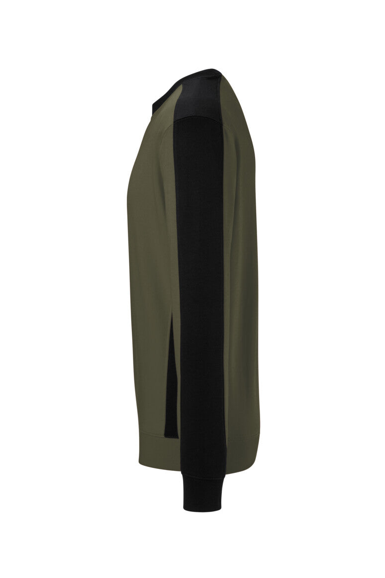 HAKRO Sweatshirt Contrast MIKRALINAR® ECO - olive/schwarz