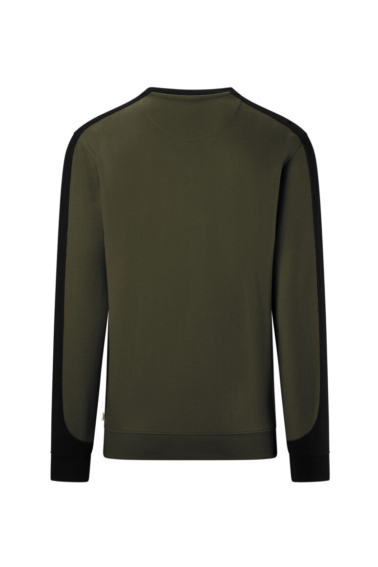 HAKRO Sweatshirt Contrast MIKRALINAR® ECO - olive/schwarz