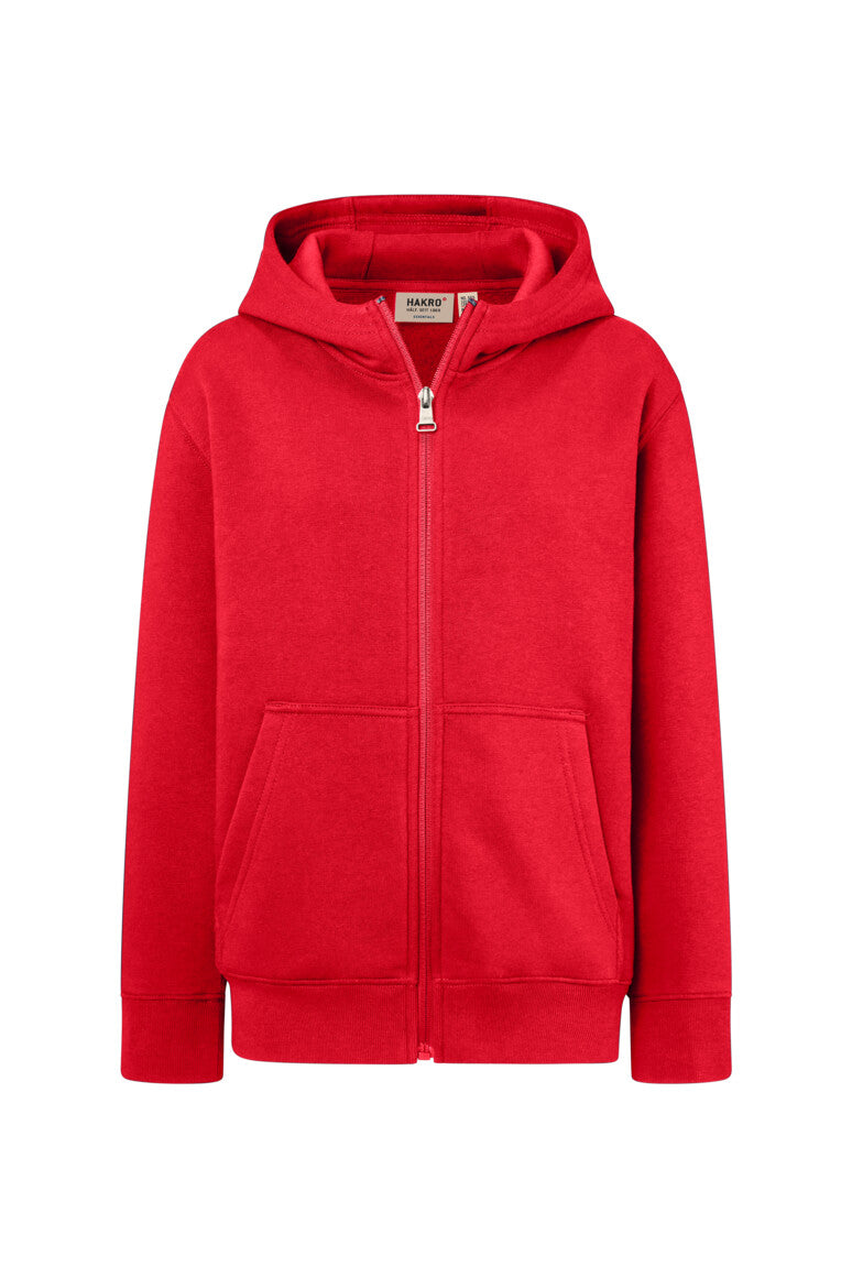 HAKRO Kinder Kapuzen-Sweatjacke Bio-Baumwolle - rot