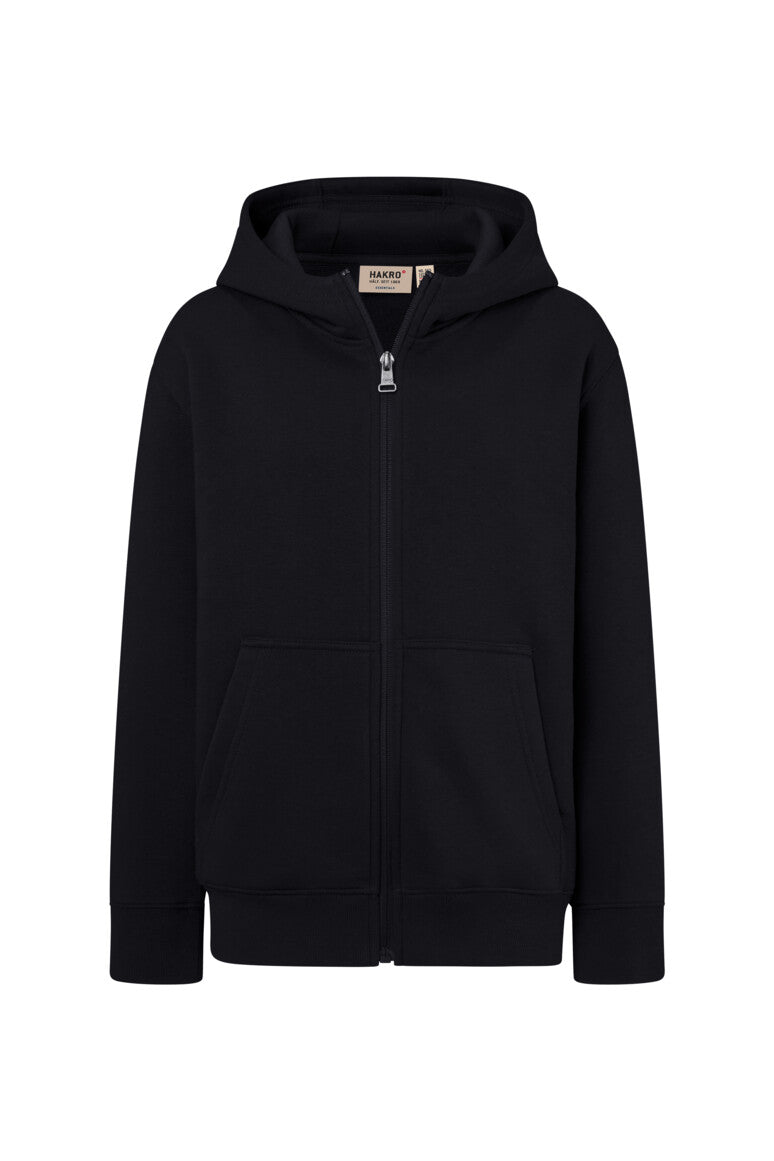 HAKRO Kinder Kapuzen-Sweatjacke Bio-Baumwolle - schwarz