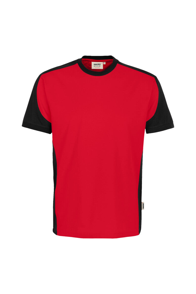HAKRO T-Shirt Contrast MIKRALINAR® ECO - rot/schwarz