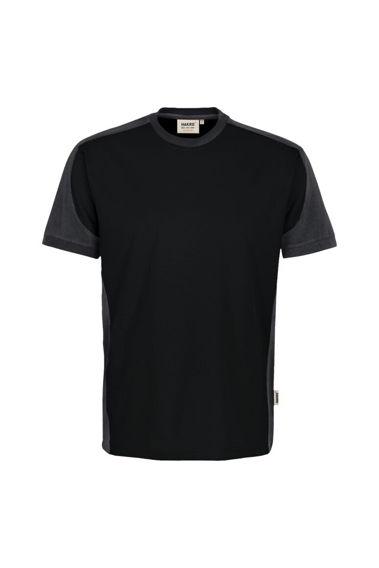 HAKRO T-Shirt Contrast MIKRALINAR® ECO - schwarz/karbongrau