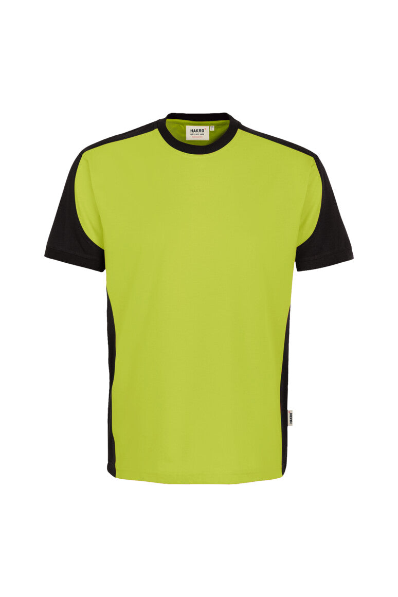 HAKRO T-Shirt Contrast MIKRALINAR® ECO - kiwi/schwarz