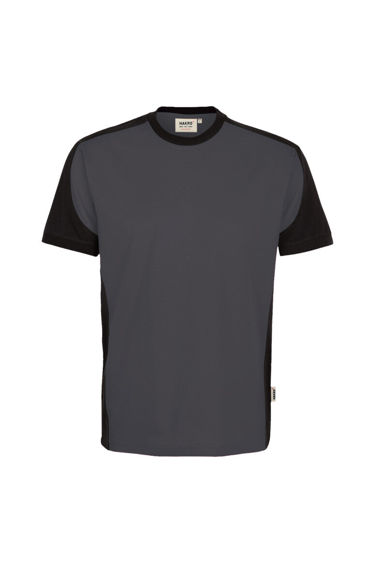 HAKRO T-Shirt Contrast MIKRALINAR® ECO - karbongrau/schwarz