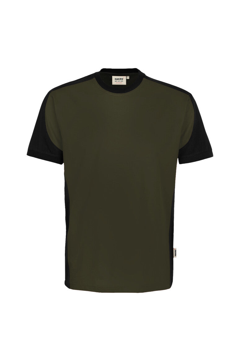 HAKRO T-Shirt Contrast MIKRALINAR® ECO - olive/schwarz