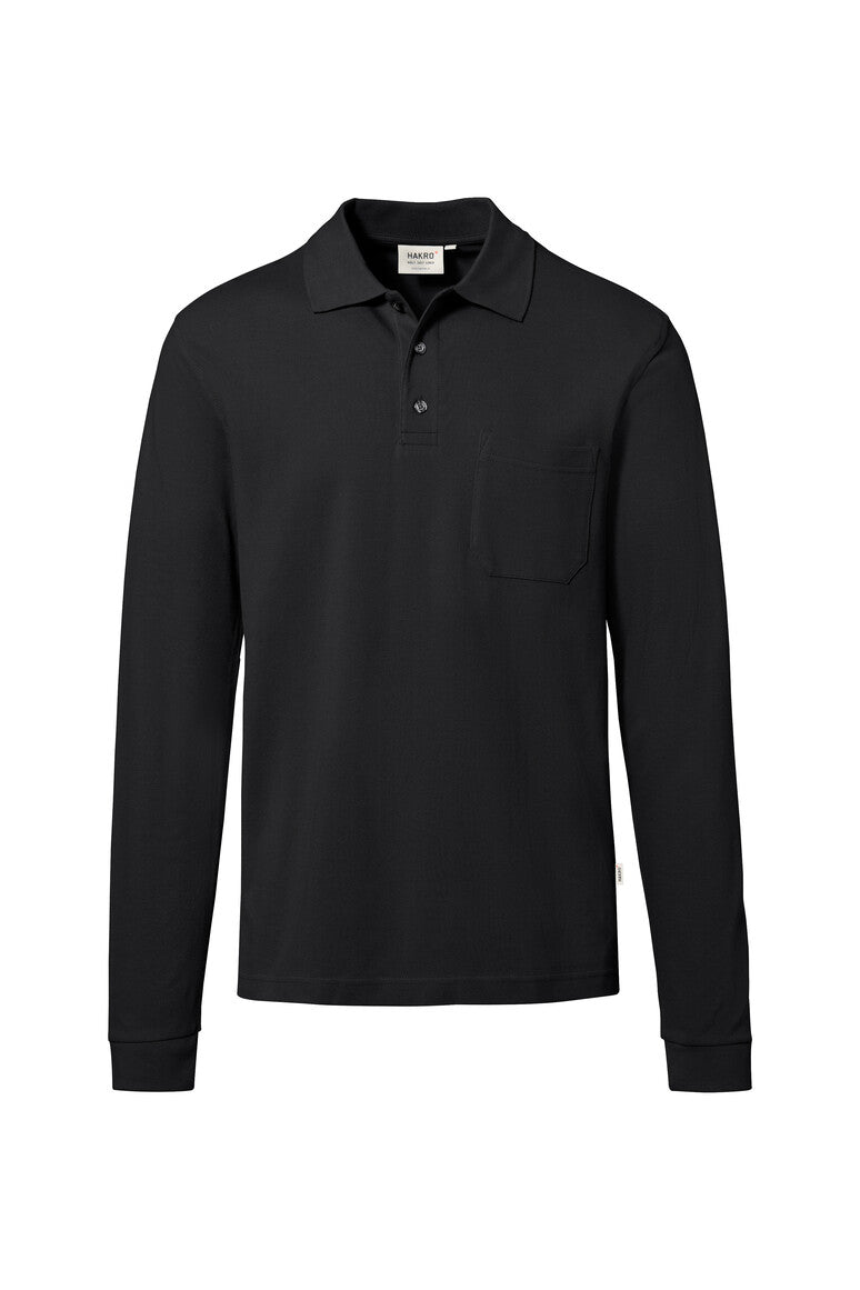 HAKRO Pocket-Longsleeve-Polo MIKRALINAR® ECO - schwarz