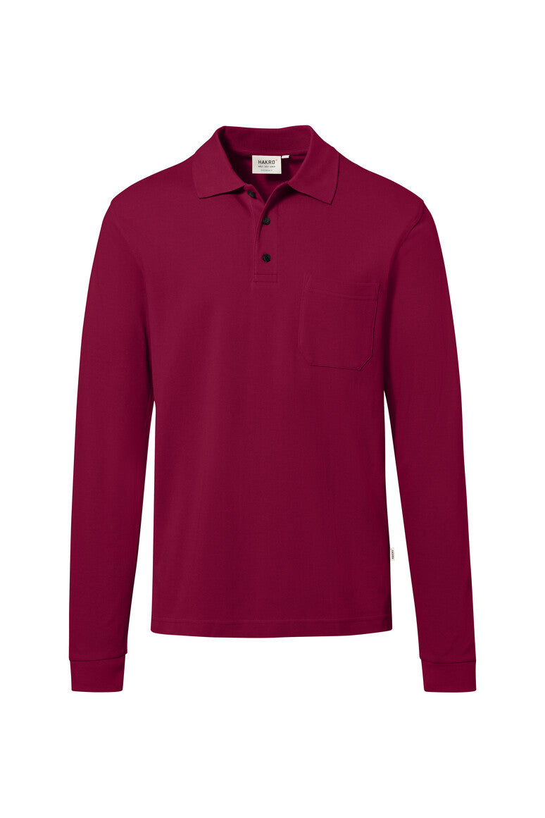HAKRO Pocket-Longsleeve-Polo MIKRALINAR® ECO - weinrot