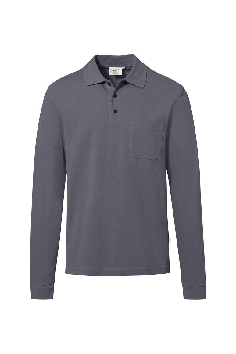 HAKRO Pocket-Longsleeve-Polo MIKRALINAR® ECO - anthrazit