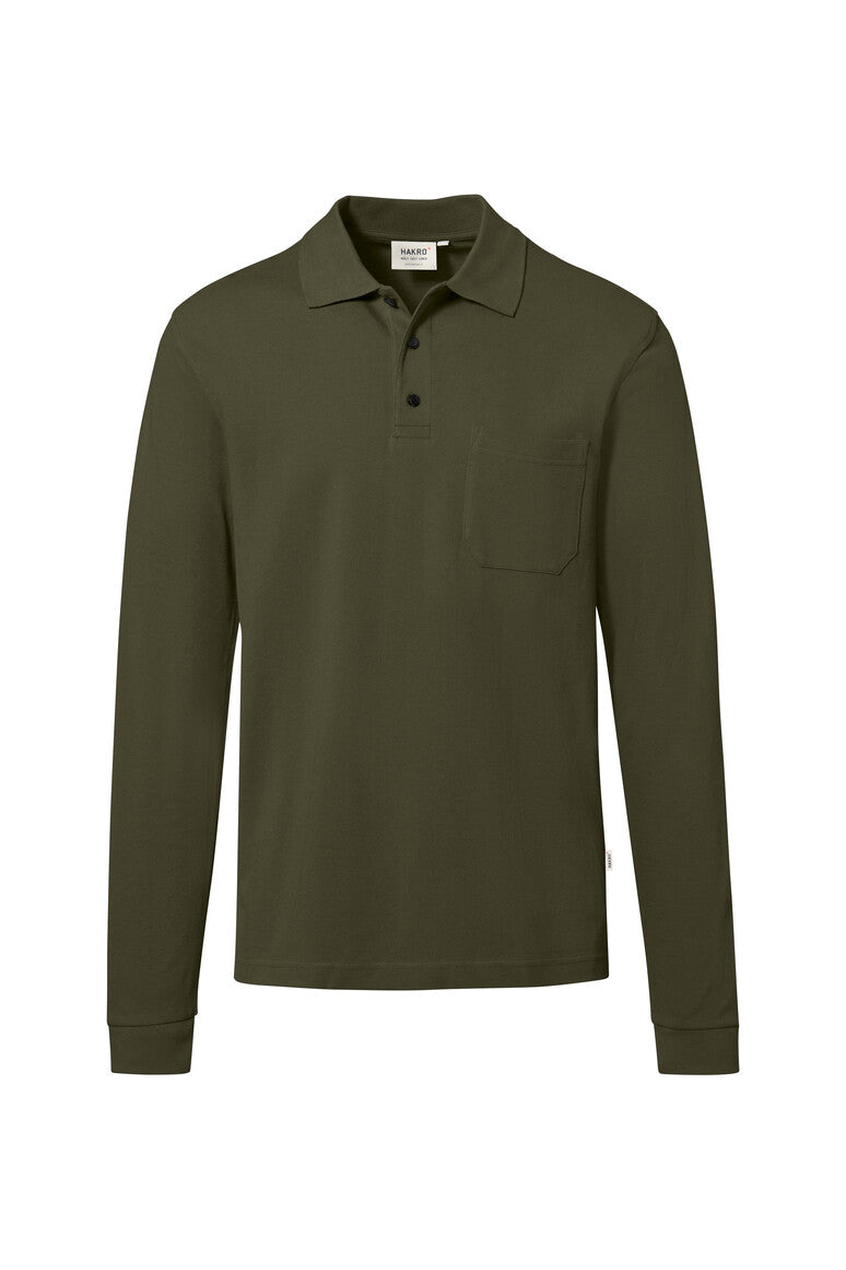 HAKRO Pocket-Longsleeve-Polo MIKRALINAR® ECO - olive