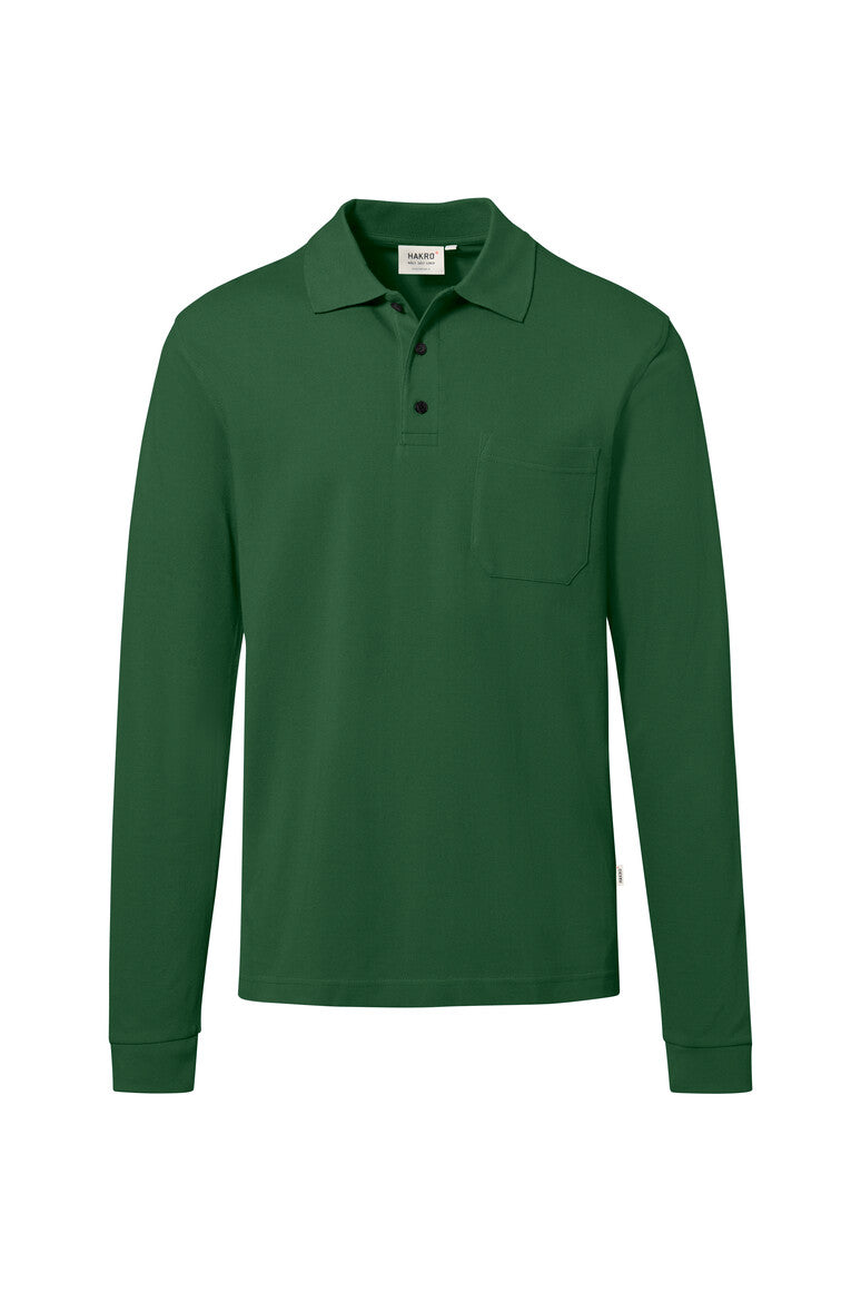 HAKRO Pocket-Longsleeve-Polo MIKRALINAR® ECO - tanne