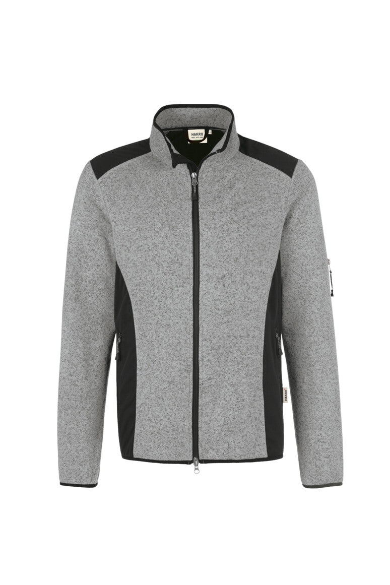 HAKRO Strickfleecejacke - grau meliert