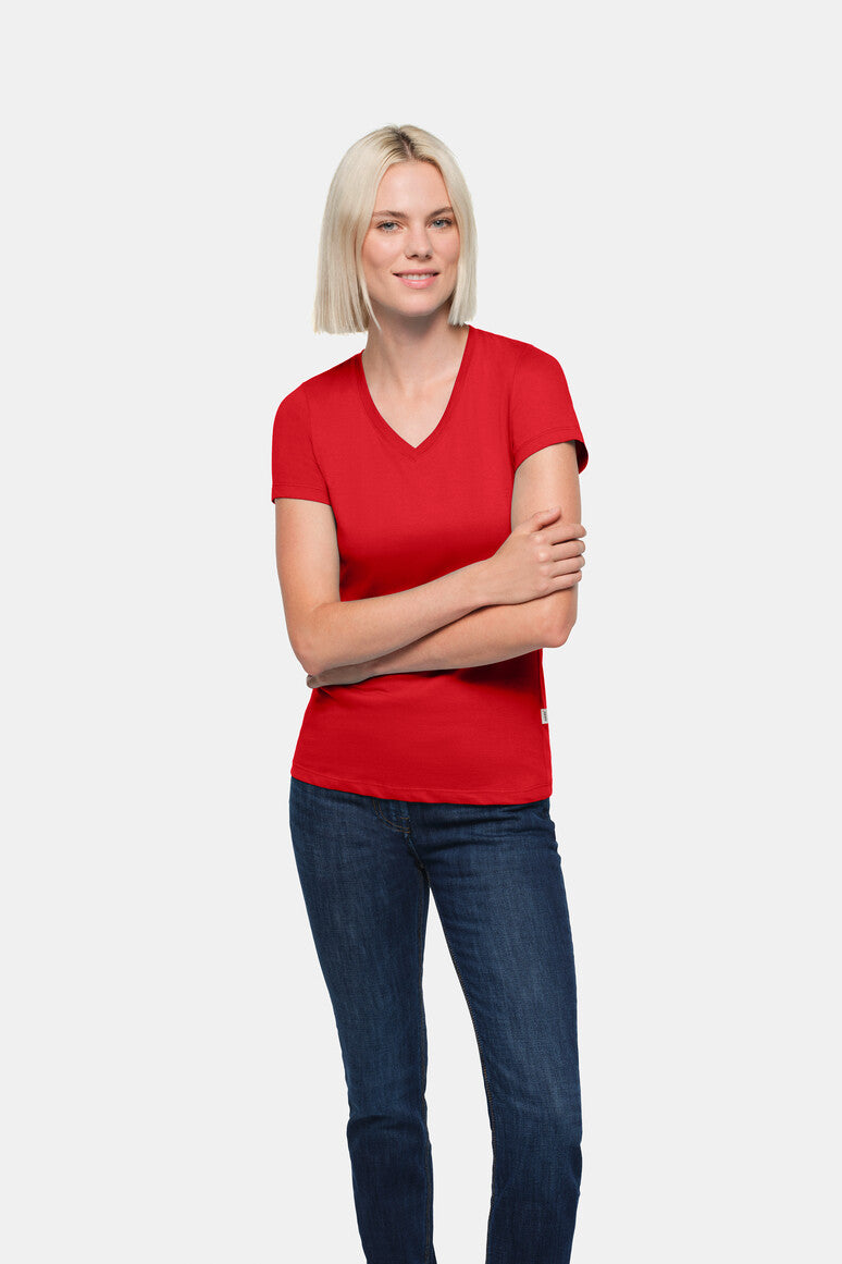 HAKRO Damen V-Shirt Classic - rot