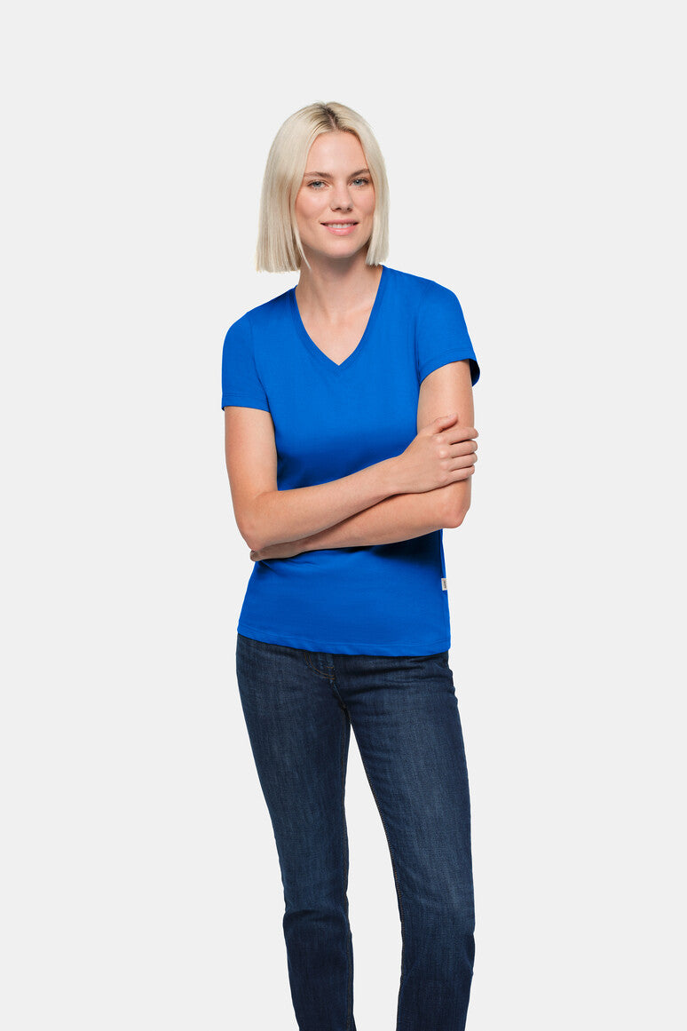 HAKRO Damen V-Shirt Classic - royalblau