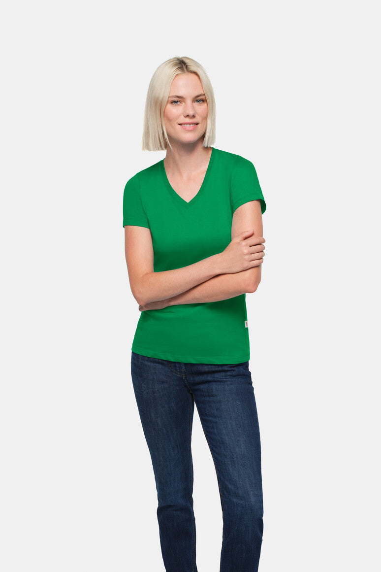 HAKRO Damen V-Shirt Classic - kellygrün