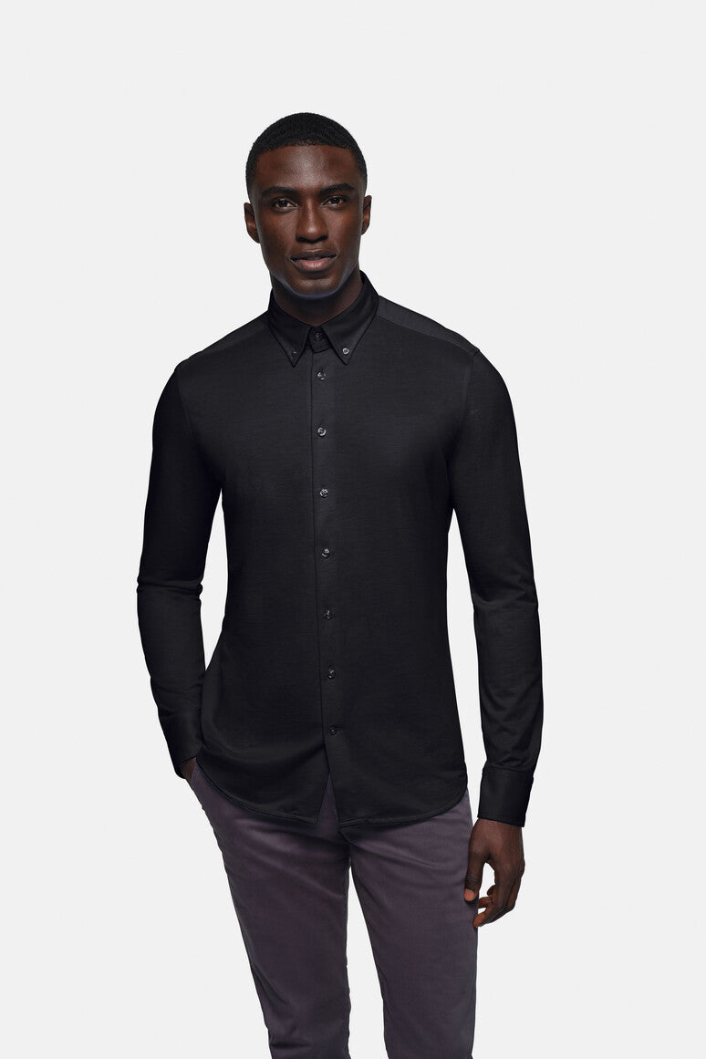 HAKRO Hemd Natural Stretch Regular - schwarz