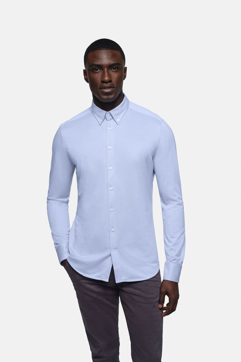 HAKRO Hemd Natural Stretch Regular - ozeanblau