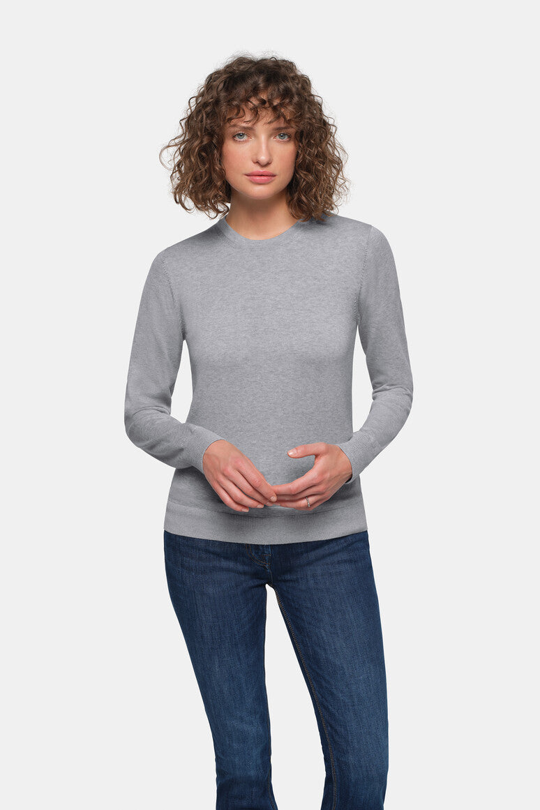 HAKRO Damen Pullover Premium-Baumwolle - grau meliert