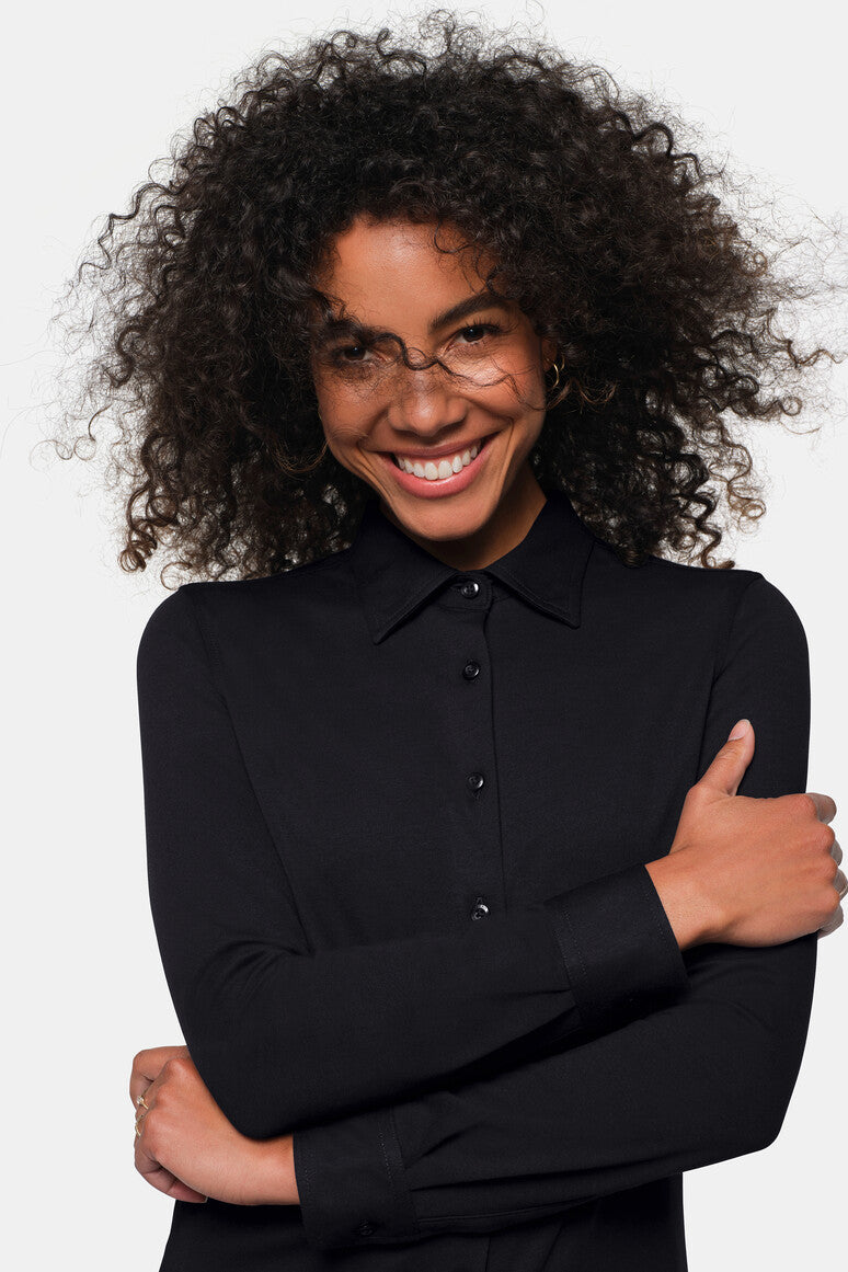 HAKRO COTTON TEC® Bluse - schwarz