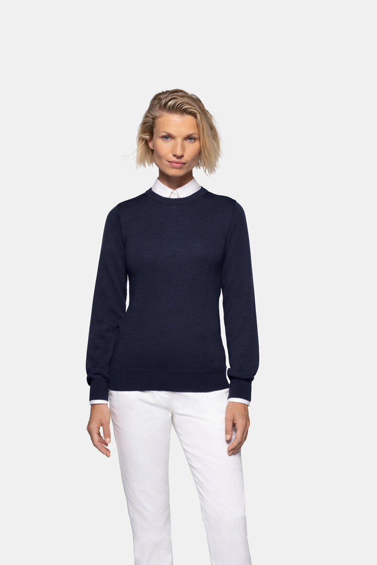 HAKRO Damen Pullover Merino-Wolle - tinte