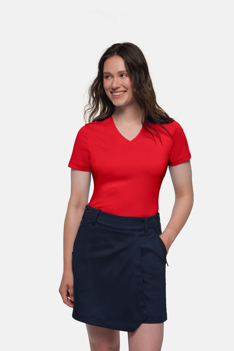 HAKRO COTTON TEC® Damen V-Shirt - rot