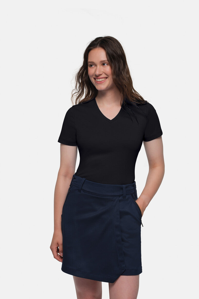 HAKRO COTTON TEC® Damen V-Shirt - schwarz