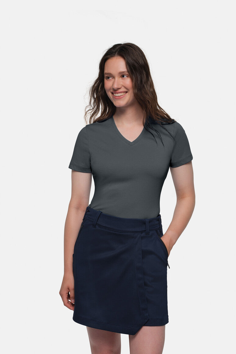 HAKRO COTTON TEC® Damen V-Shirt - anthrazit
