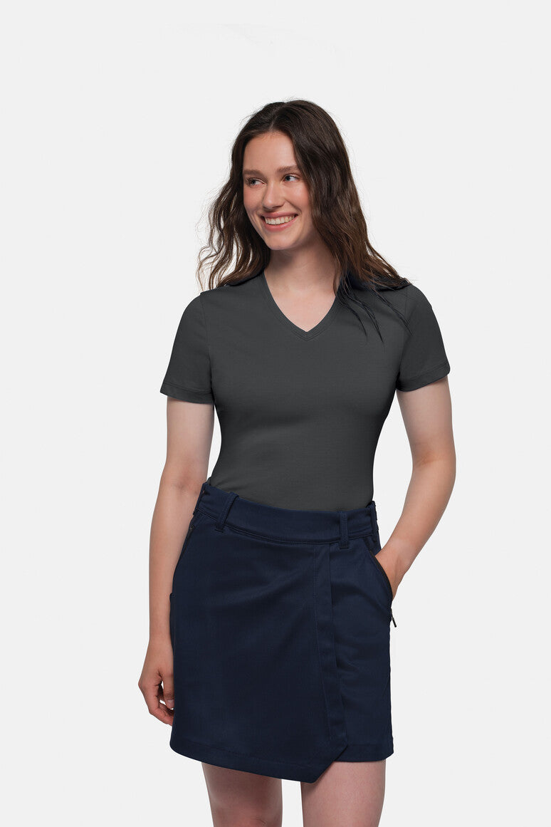 HAKRO COTTON TEC® Damen V-Shirt - karbongrau