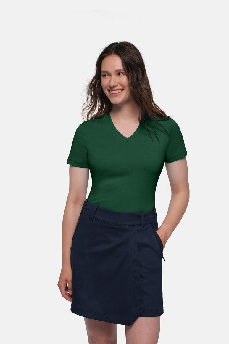 HAKRO COTTON TEC® Damen V-Shirt - tanne