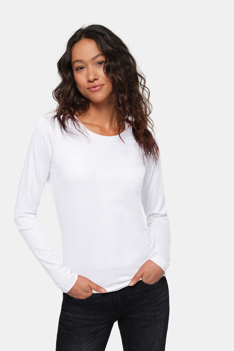 HAKRO Damen Longsleeve Classic - weiß