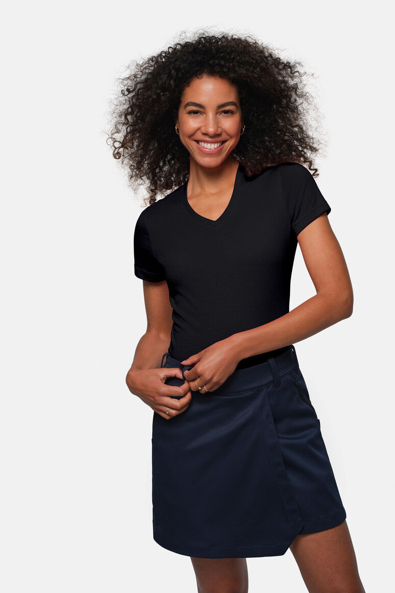 HAKRO Damen V-Shirt MIKRALINAR® - schwarz