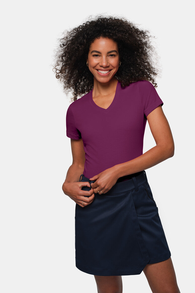 HAKRO Damen V-Shirt MIKRALINAR® - aubergine