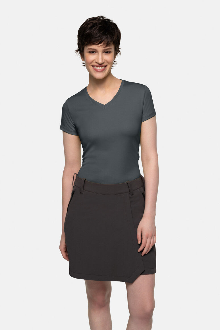 HAKRO Damen V-Shirt COOLMAX® ECO - anthrazit