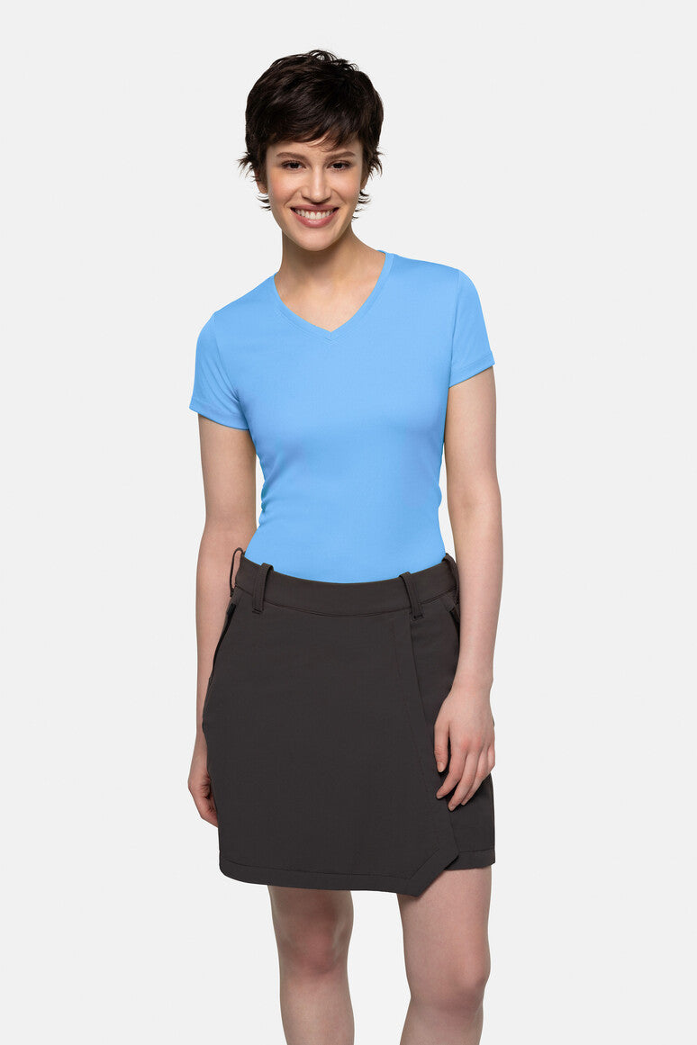 HAKRO Damen V-Shirt COOLMAX® ECO - malibublau