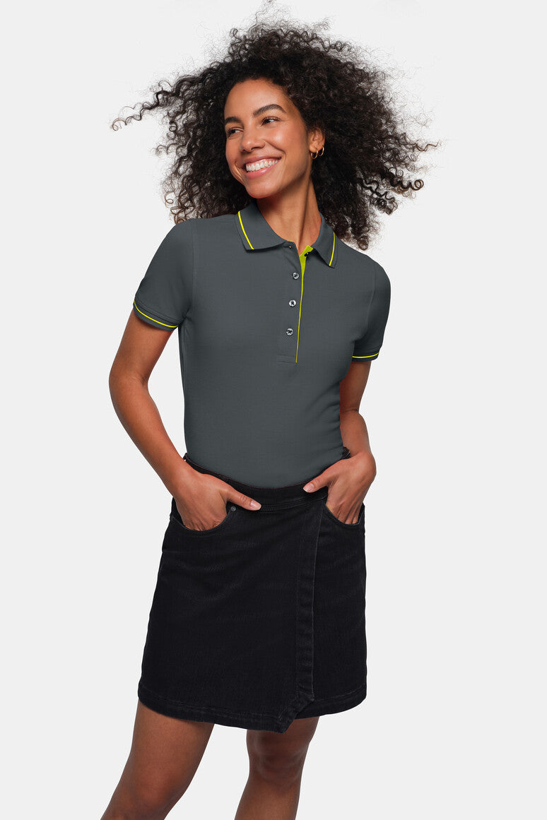 HAKRO Damen Poloshirt Casual - anthrazit/kiwi