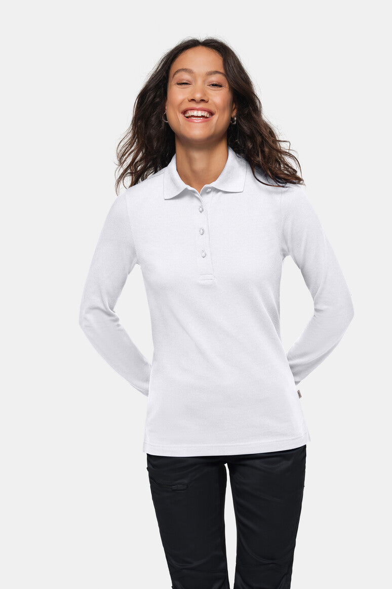 HAKRO Damen Longsleeve-Poloshirt MIKRALINAR® - weiß